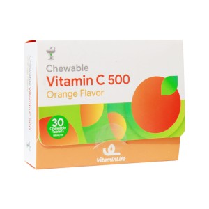 قرص جویدنی ویتامین C 500 میلی گرم ویتامین لایف 30 عددی