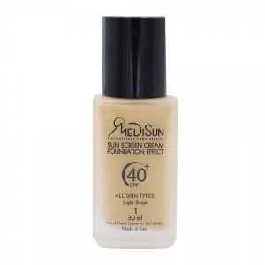 ضد آفتاب کرم پودری بژ روشن شماره 1 شیشه‌ای انواع پوست SPF40 مدیسان 30 میلی لیتر