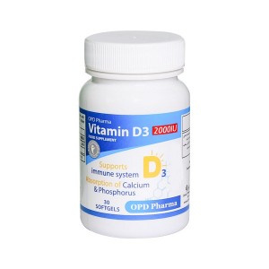سافت ژل ویتامین D3 2000 واحد او پی دی فارما 30 عدد