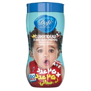 دستمال مرطوب پاک کننده کودک دافی حاوی کالاندولا بسته 25 + 25 عددی