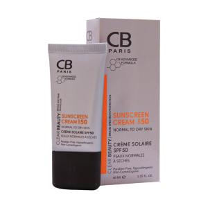 کرم ضد آفتاب بی رنگ SPF50  سی بی پاریس مناسب پوست نرمال تا خشک 40 میلی لیتر