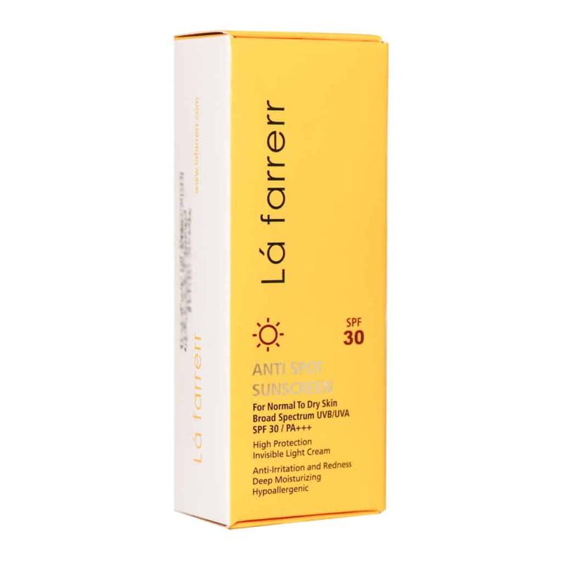 کرم ضد آفتاب SPF30 پوست خشک و معمولی لافارر ضدلک و بدون رنگ 40 میلی لیتر - تصویر 1
