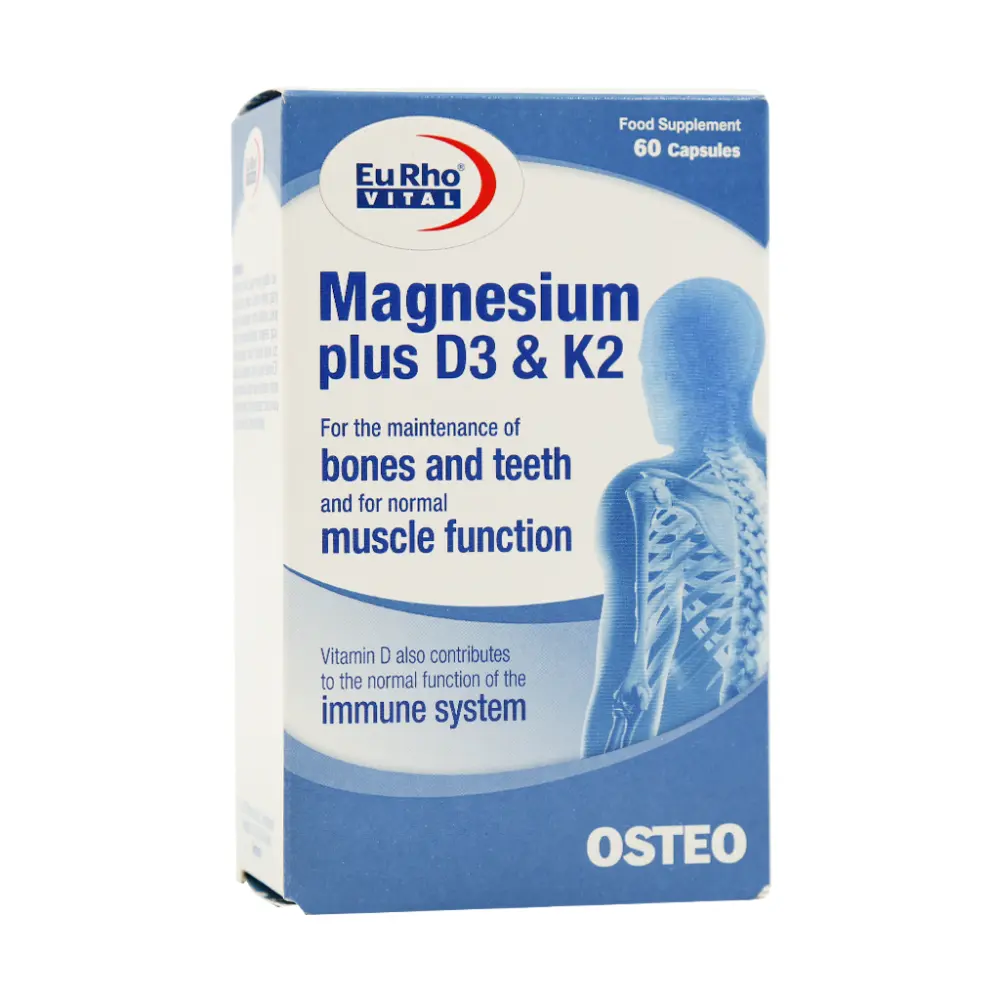 کپسول منیزیم پلاس D3 و K2 یوروویتال 60 عدد - تصویر 1