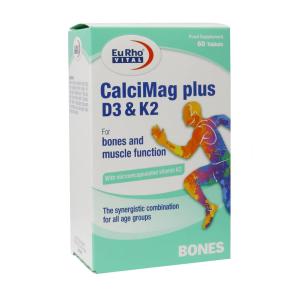 قرص کلسی مگ پلاس D3 و K2 یوروویتال 60 عدد