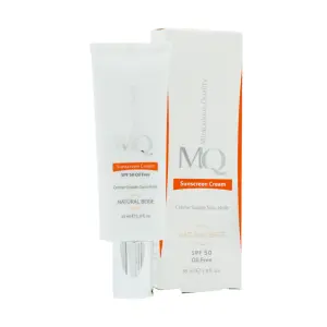 کرم ضدآفتاب فاقد چربی ام کيو spf50 بژ‌ طبيعی حجم 55 میل
