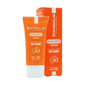 ضد آفتاب کرم پودری SPF40 درم انجلین بژ روشن پوست چرب