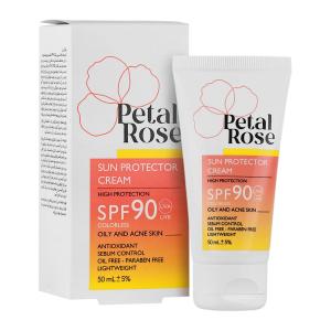 کرم ضد آفتاب بی رنگ پتال رز مناسب پوست چرب SPF 90 حجم 50 میلی لیتر