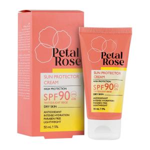 کرم ضد آفتاب SPF90 پوست خشک رنگ بژ روشن پتال رز 50 میل