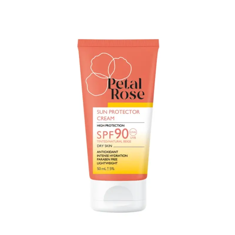کرم ضدآفتاب پتال رز مناسب پوست خشک SPF90 (تینت بژ طبیعی) 50mL - تصویر 1