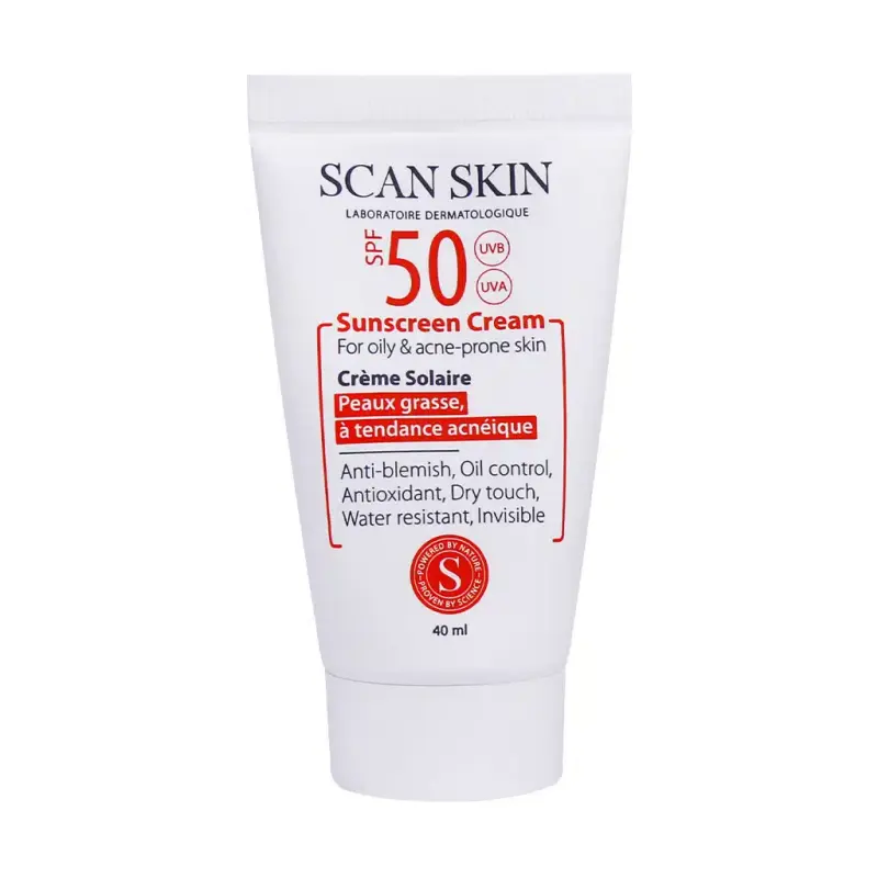 کرم ضد آفتاب بی رنگ اسکن اسکین SPF50 مناسب پوست چرب 40 میلی لیتر - تصویر 2