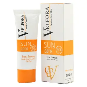 کرم ضد آفتاب بی رنگ فاقد چربی ولفرا SPF50 مناسب پوست چرب 40 میلی لیتر